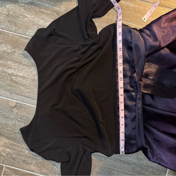 SLNY Black, Purple and Red ombré Pleated Tiered Gown - Picture 12 of 13